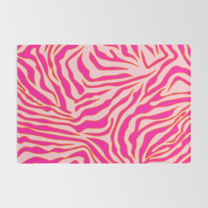 Zebra Print Pink And Orange Zebra Stripes Wild Animal Print Preppy Decor Modern Zebra Pattern Rug Gallery Image 2