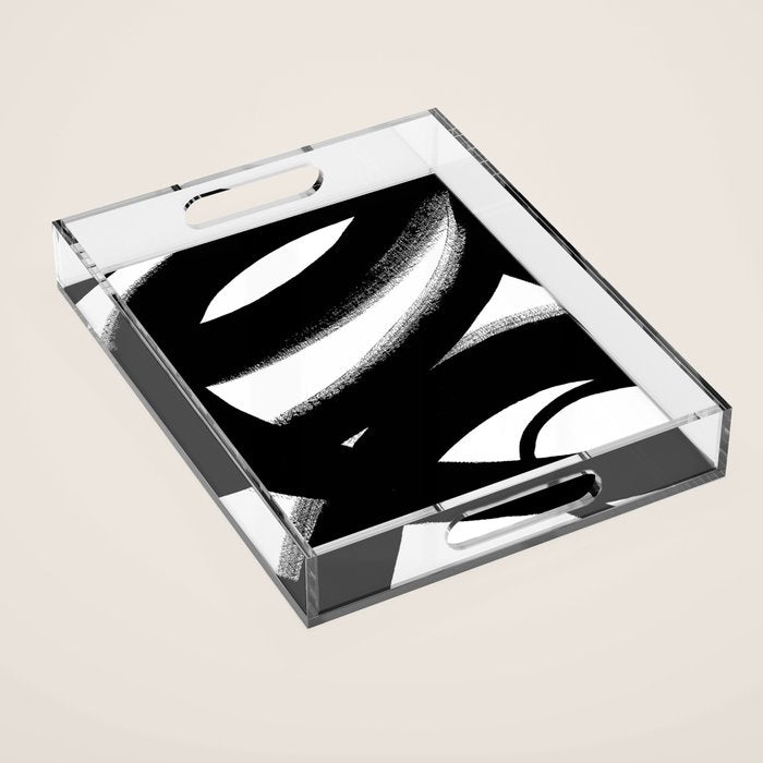 Brush Stroke â Black Abstract Acrylic Tray Gallery Image 1