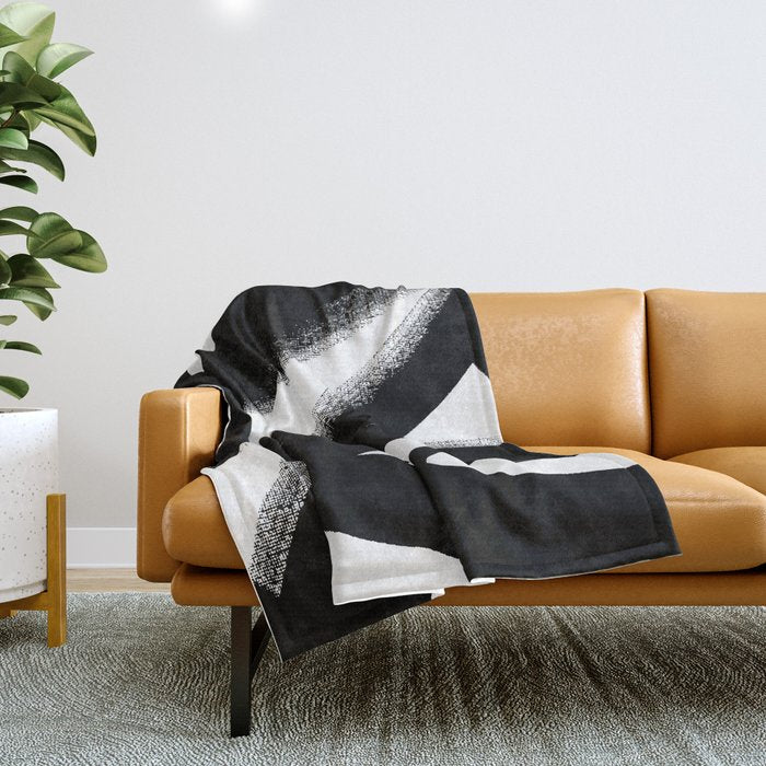 Brush Stroke â Black Abstract Throw Blanket Gallery Image 1