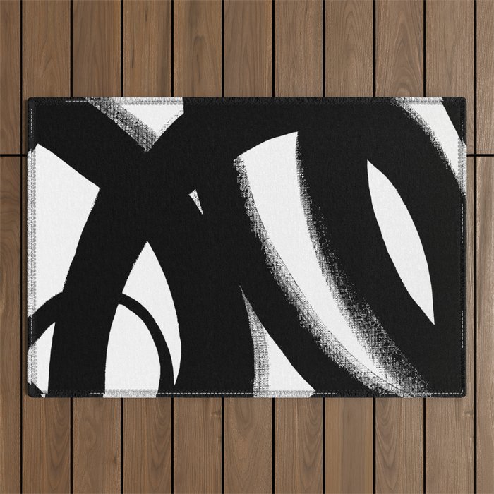 Brush Stroke â Black Abstract Outdoor Rug Gallery Image 1
