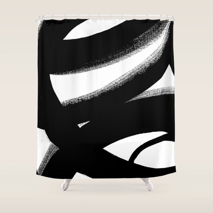 Brush Stroke â Black Abstract Shower Curtain Gallery Image 1