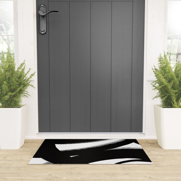 Brush Stroke â Black Abstract Welcome Mat Gallery Image 3