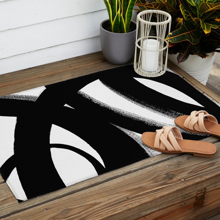 Brush Stroke â Black Abstract Outdoor Rug Gallery Image 2