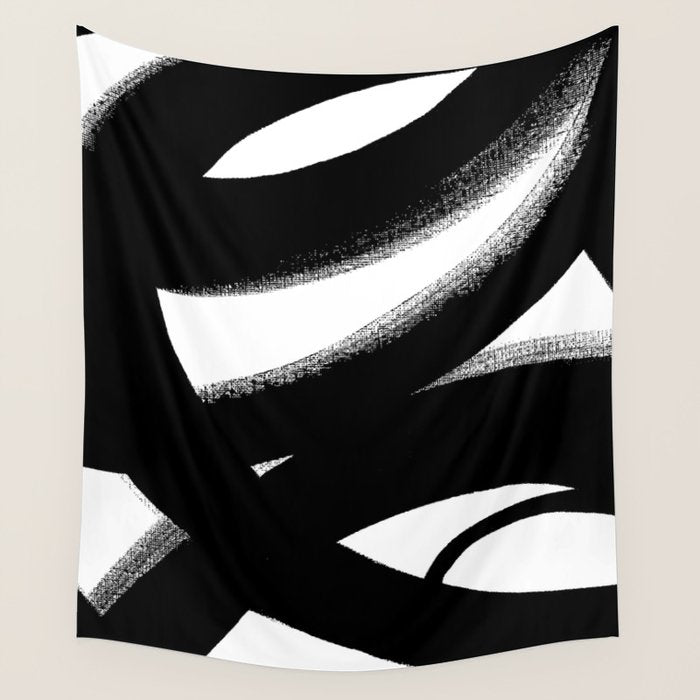 Brush Stroke â Black Abstract Wall Tapestry Gallery Image 4