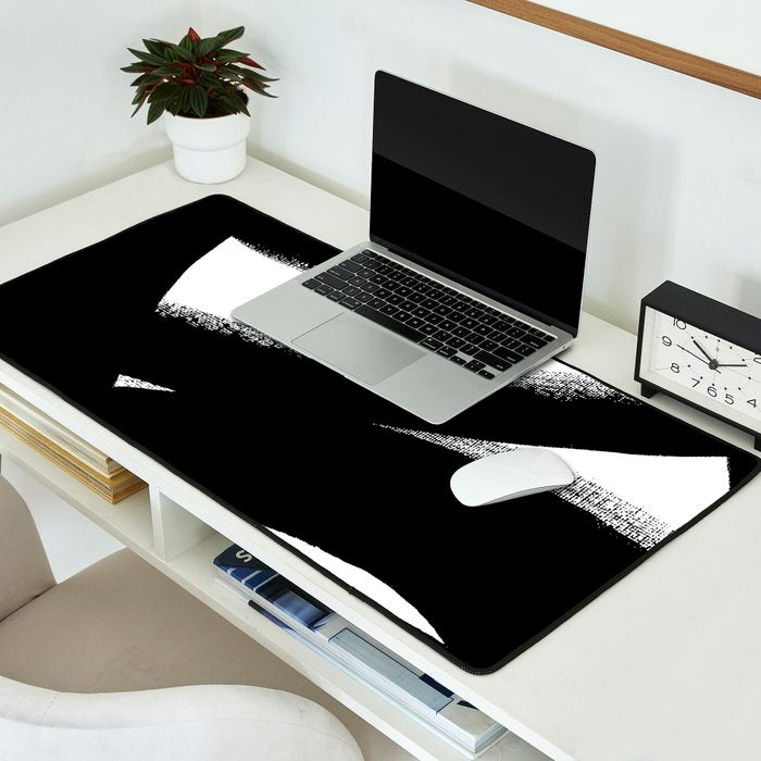 Brush Stroke â Black Abstract Desk Mat Gallery Image 2