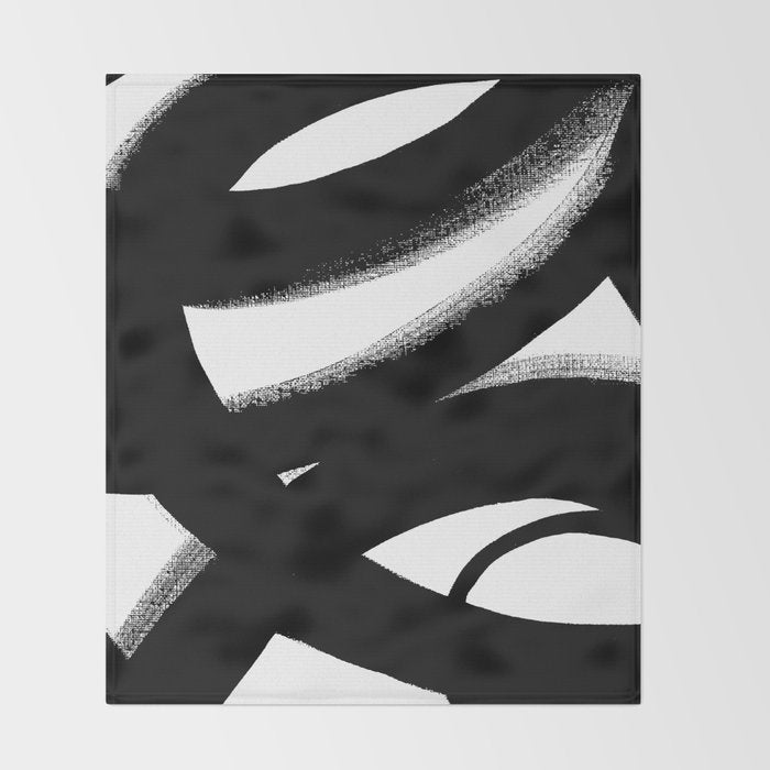 Brush Stroke â Black Abstract Throw Blanket Gallery Image 2