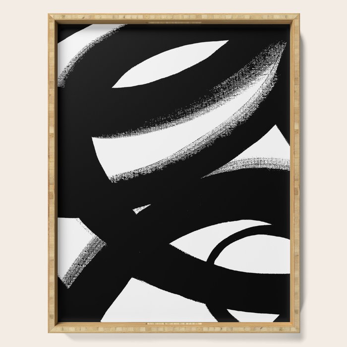 Brush Stroke â Black Abstract Serving Tray Gallery Image 1