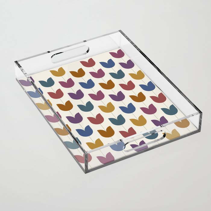 Spring Tulips VIII Multicolor Mid Century Flowers Acrylic Tray Gallery Image 1