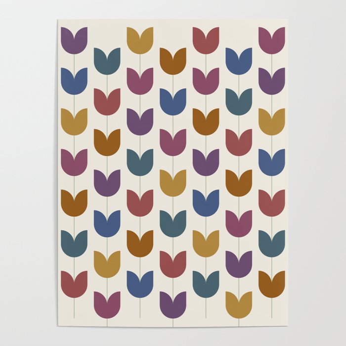 Spring Tulips VIII Multicolor Mid Century Flowers Poster Gallery Image 4