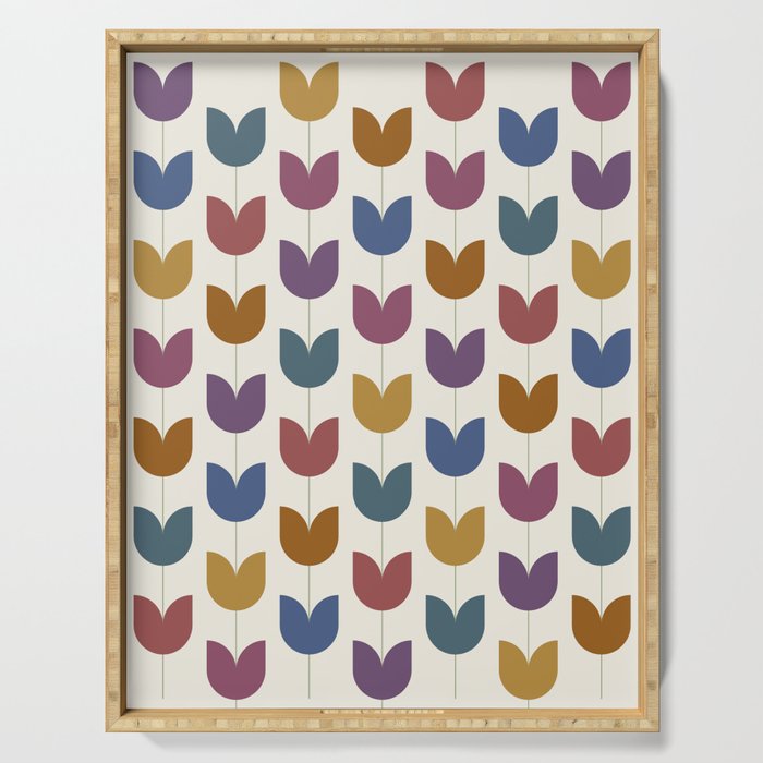 Spring Tulips VIII Multicolor Mid Century Flowers Serving Tray Gallery Image 1