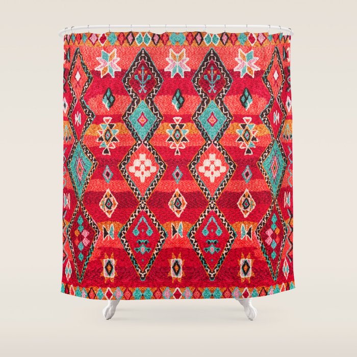 Epic Red Oriental Anthropologie Berber Atlas Moroccan Style Shower Curtain Gallery Image 1