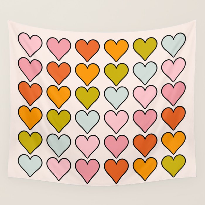 Rainbow Hearts Wall Tapestry Gallery Image 4