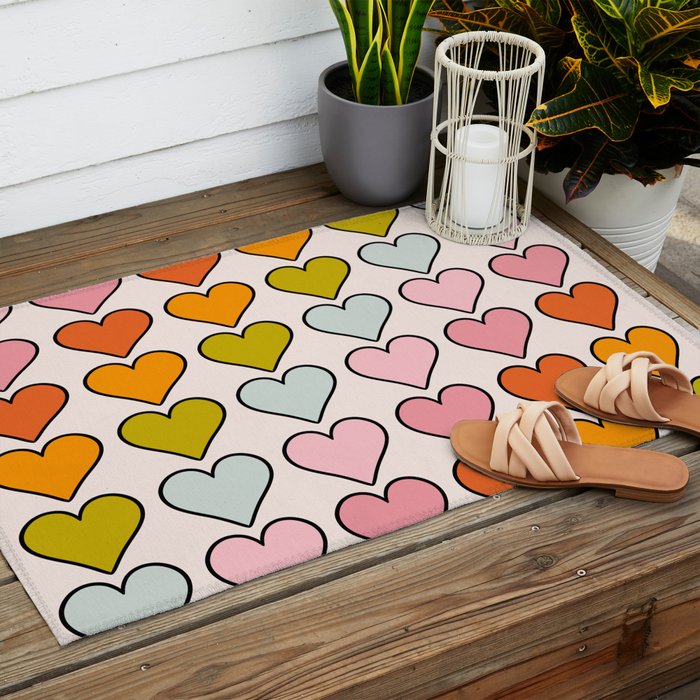 Rainbow Hearts Outdoor Rug Gallery Image 2