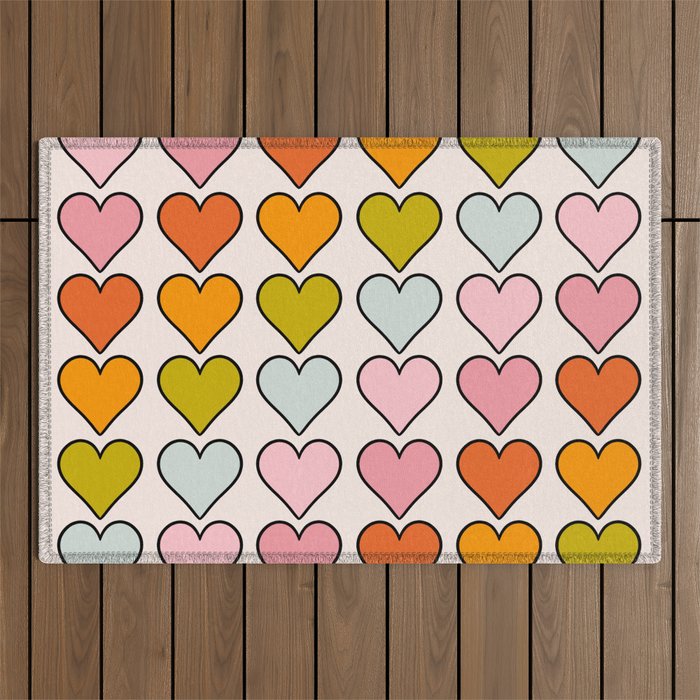 Rainbow Hearts Outdoor Rug Gallery Image 1
