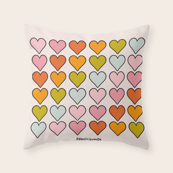 Rainbow Hearts Throw Pillow Gallery Image 6