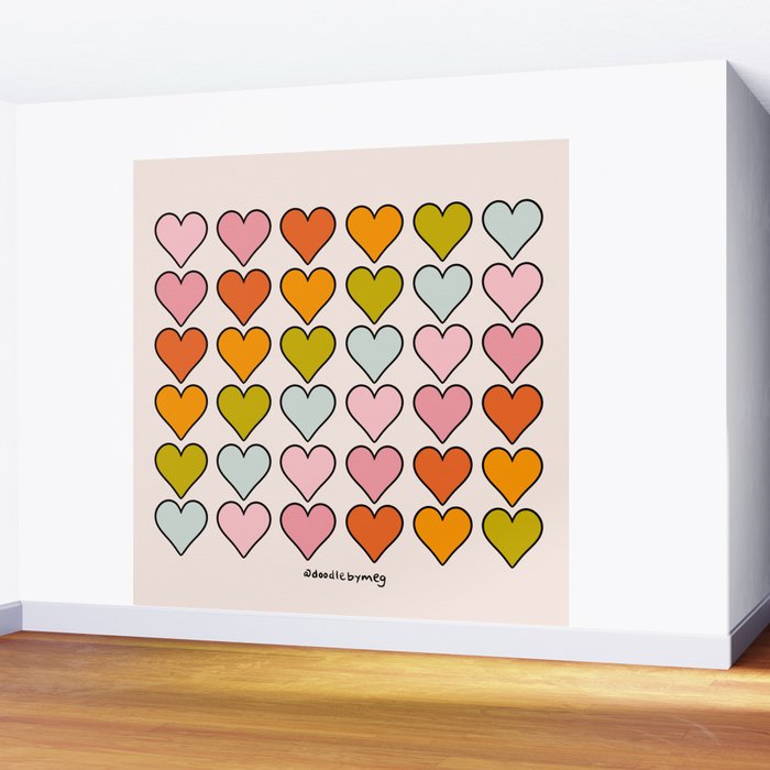 Rainbow Hearts Wall Mural Gallery Image 2