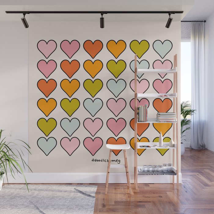 Rainbow Hearts Wall Mural Gallery Image 1