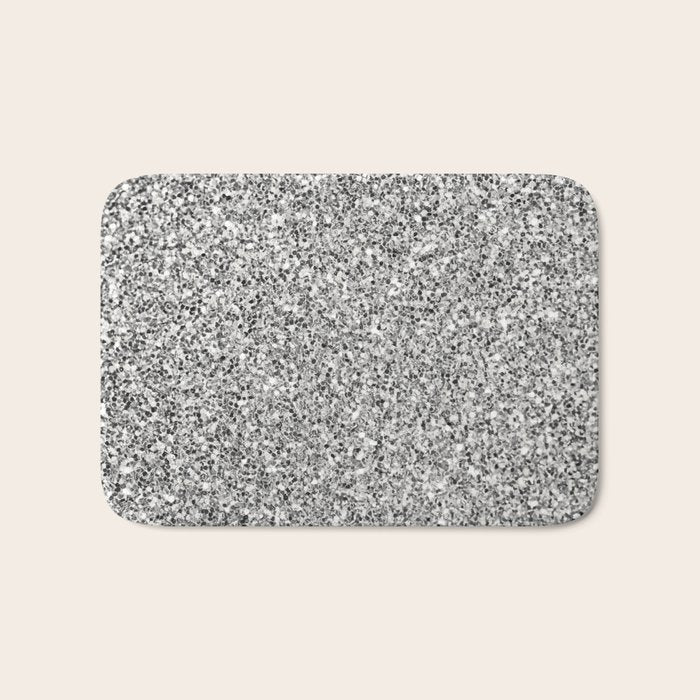 Silver Glitter Bath Mat Gallery Image 1