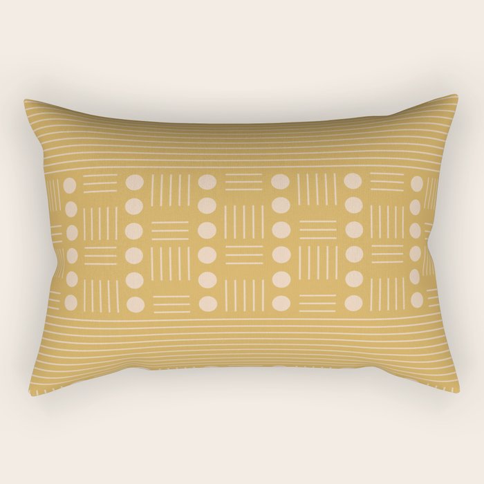 Lines and Circle in Mustard Rectangular Pillow Gallery Image 1