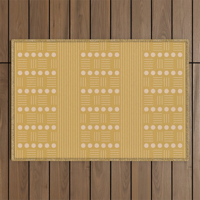 Lines and Circle in Mustard Outdoor Rug Gallery Image 1