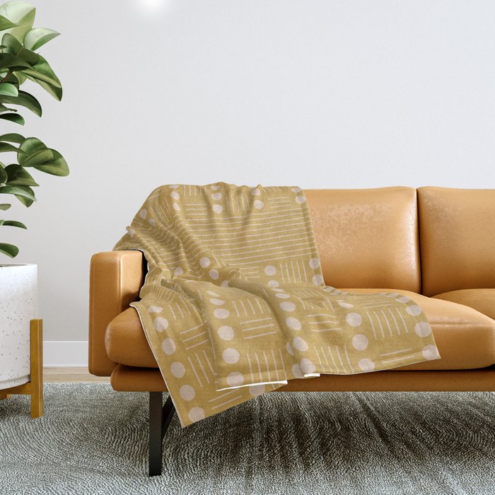 Lines and Circle in Mustard Throw Blanket Gallery Image 1