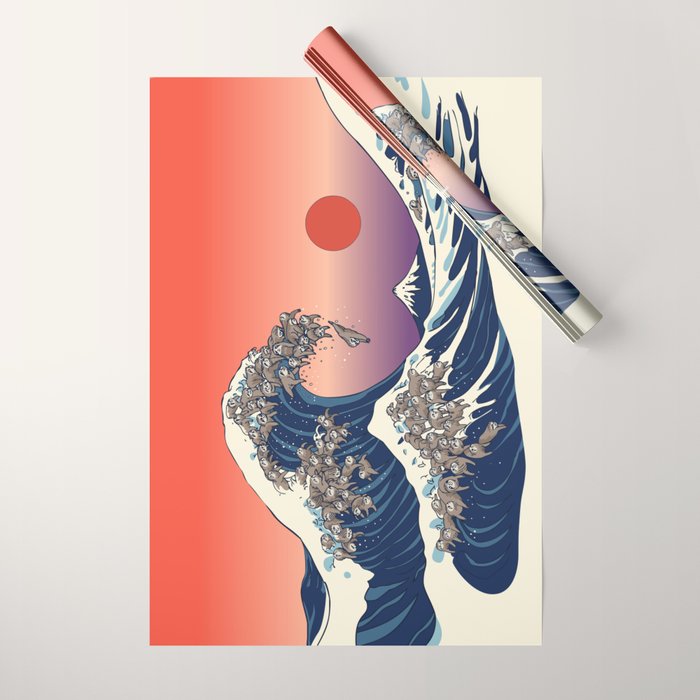 The Great Wave of Sloth Wrapping Paper Gallery Image 1