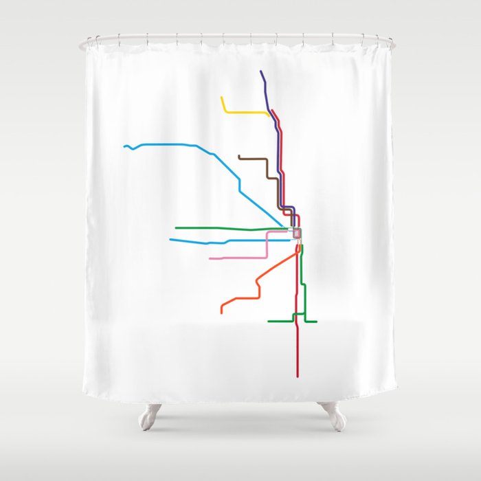 Chicago Transit Map Shower Curtain Gallery Image 1