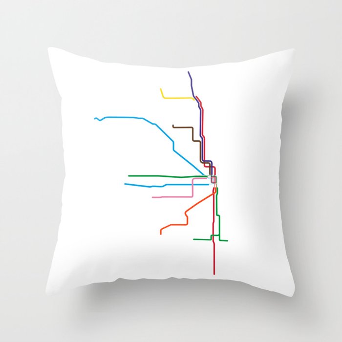 Chicago Transit Map Throw Pillow Gallery Image 6