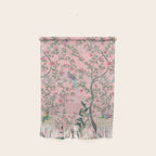 Chinoiserie Pink Fresco Floral Garden Birds Oriental Botanical Wall Hanging Gallery Image 1
