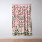 Chinoiserie Pink Fresco Floral Garden Birds Oriental Botanical Window Curtain Gallery Image 3