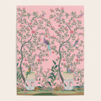 Chinoiserie Pink Fresco Floral Garden Birds Oriental Botanical Poster Gallery Image 4