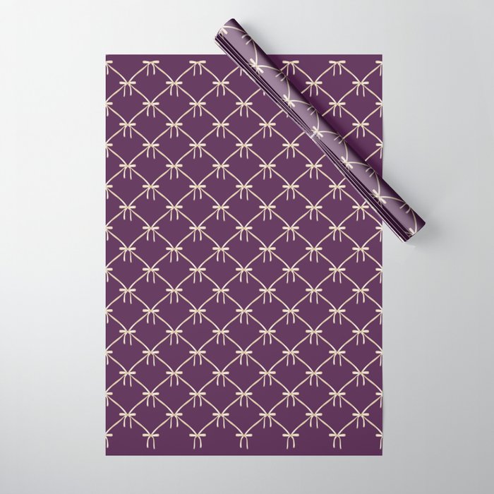 Bows & Ribbons Pattern XXXV Dark Purple Wrapping Paper Gallery Image 1