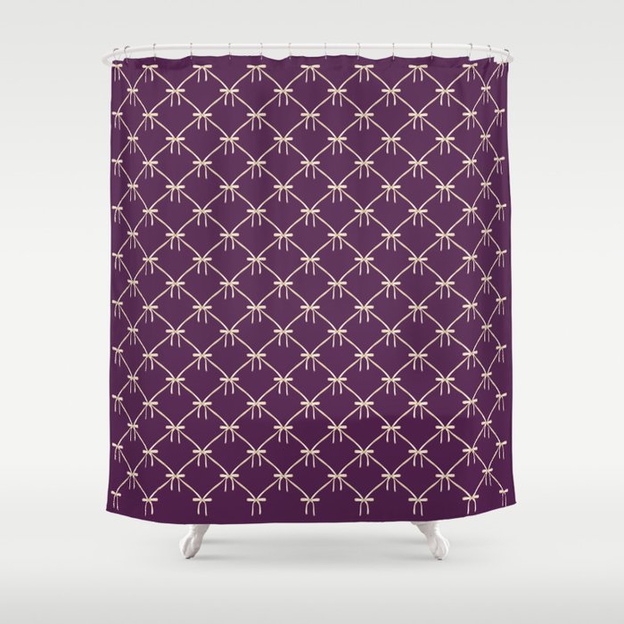 Bows & Ribbons Pattern XXXV Dark Purple Shower Curtain Gallery Image 1