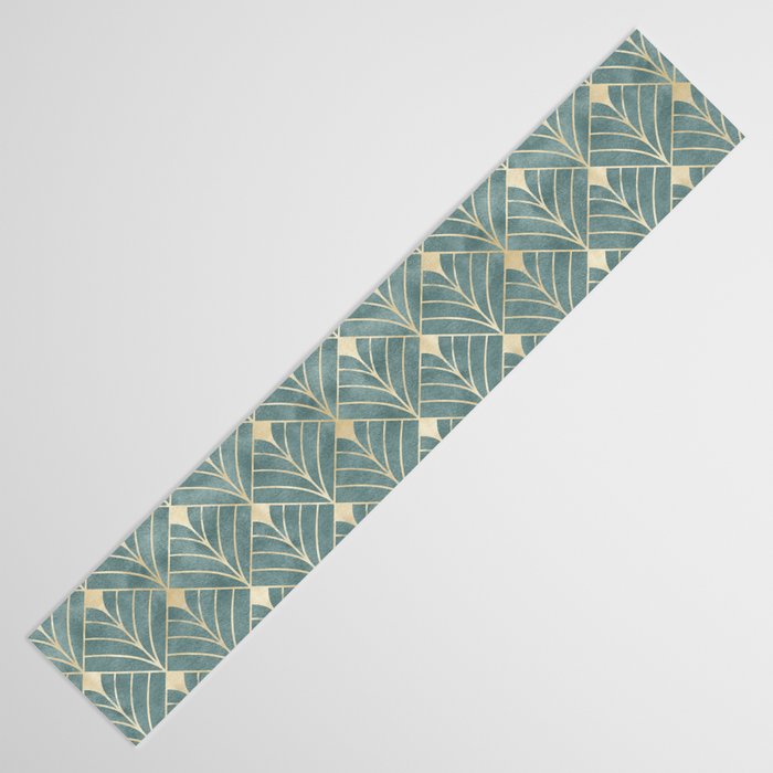 Art Deco Diamonds in Teal and Gold Table Runner Gallery Image 3