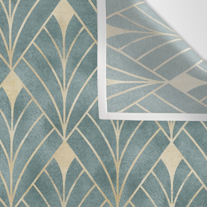 Art Deco Diamonds in Teal and Gold Wall Tapestry Gallery Image 3