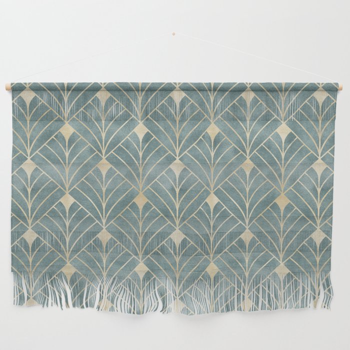 Art Deco Diamonds in Teal and Gold Wall Hanging Gallery Image 1