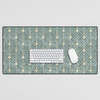 Art Deco Diamonds in Teal and Gold Desk Mat Gallery Image 1