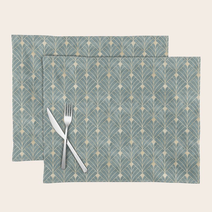 Art Deco Diamonds in Teal and Gold Placemat Gallery Image 1