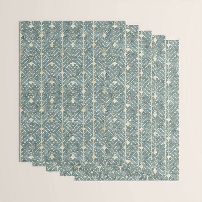 Art Deco Diamonds in Teal and Gold Wrapping Paper Gallery Image 3