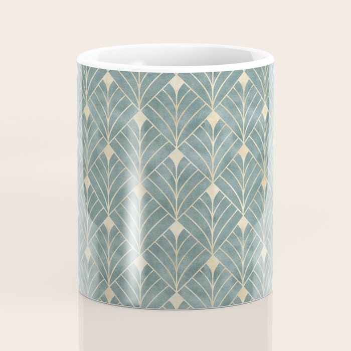 Art Deco Diamonds in Teal and Gold Coffee Mug Gallery Image 4