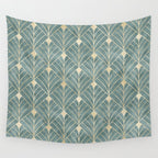 Art Deco Diamonds in Teal and Gold Wall Tapestry Gallery Image 4