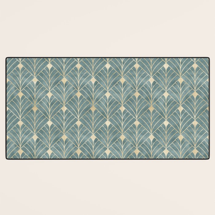 Art Deco Diamonds in Teal and Gold Desk Mat Gallery Image 3