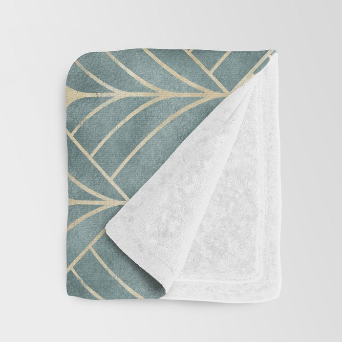 Art Deco Diamonds in Teal and Gold Throw Blanket Gallery Image 3