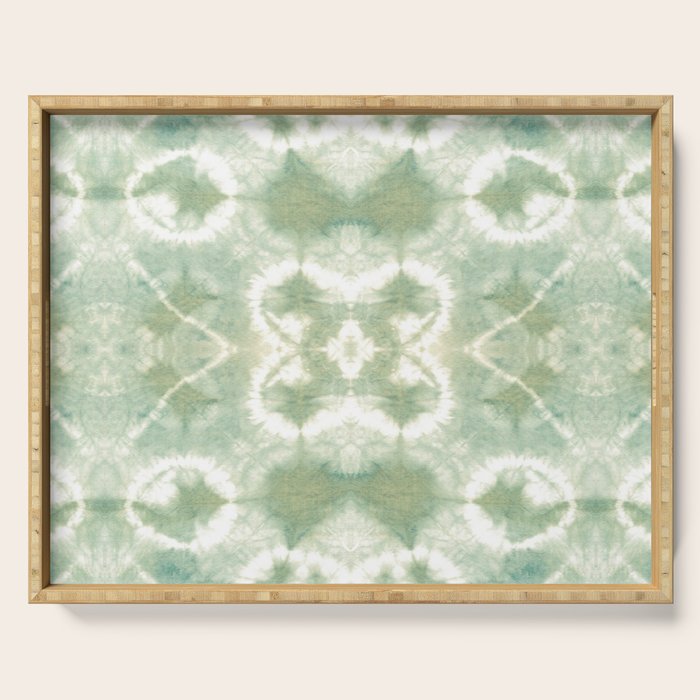 Saged Shibori Pocket Square Serving Tray Gallery Image 1