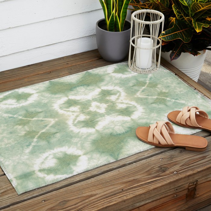 Saged Shibori Pocket Square Outdoor Rug Gallery Image 2