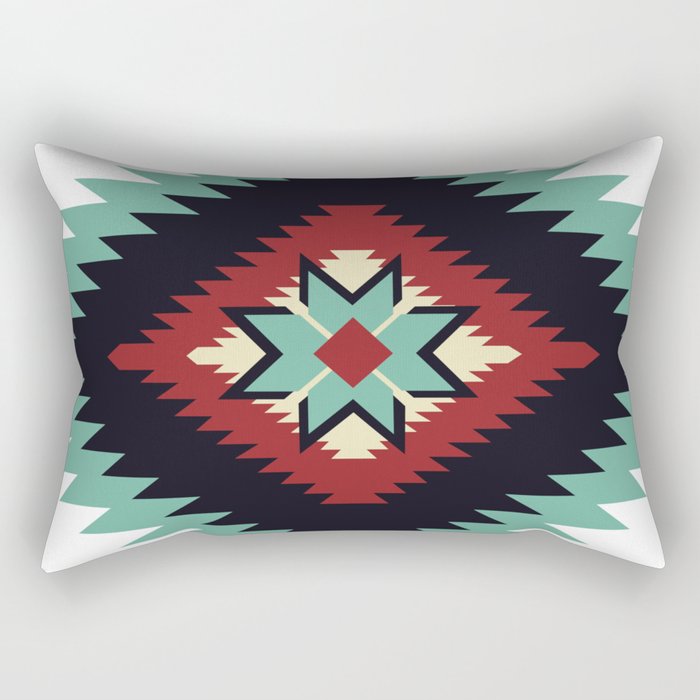 Southwest Santa Fe Geometric Tribal Indian Pattern Rectangular Pillow Gallery Image 1