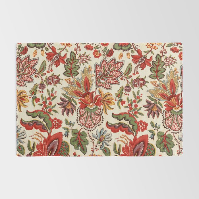 Merry Christmas Vintage Floral Vector Pattern Rug Gallery Image 2