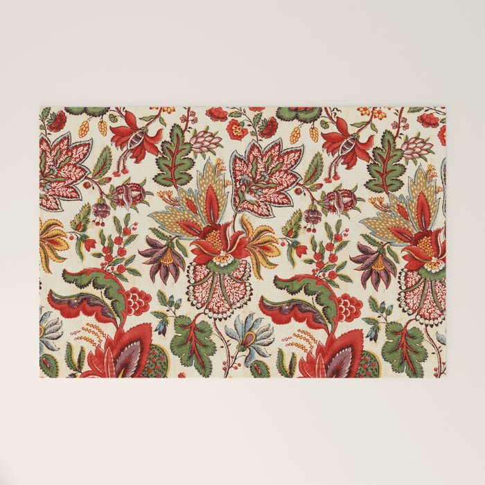 Merry Christmas Vintage Floral Vector Pattern Welcome Mat Gallery Image 1