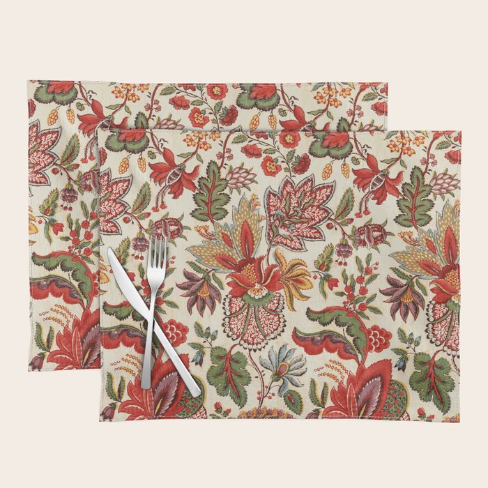 Merry Christmas Vintage Floral Vector Pattern Placemat Gallery Image 1