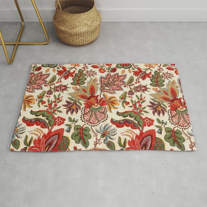 Merry Christmas Vintage Floral Vector Pattern Rug Gallery Image 1